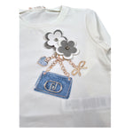 Liu Jo Shirt Girocollo tinta unita con Brillantini Bianco per Neonata KF5076J0088 BIANCO LIU JO 