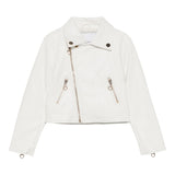 Lu Lu By Miss Grant Giubbino In Ecopelle Tinta Unita con Zip per Bambina LL3590 BIANCO LU LU BY MISS GRANT 