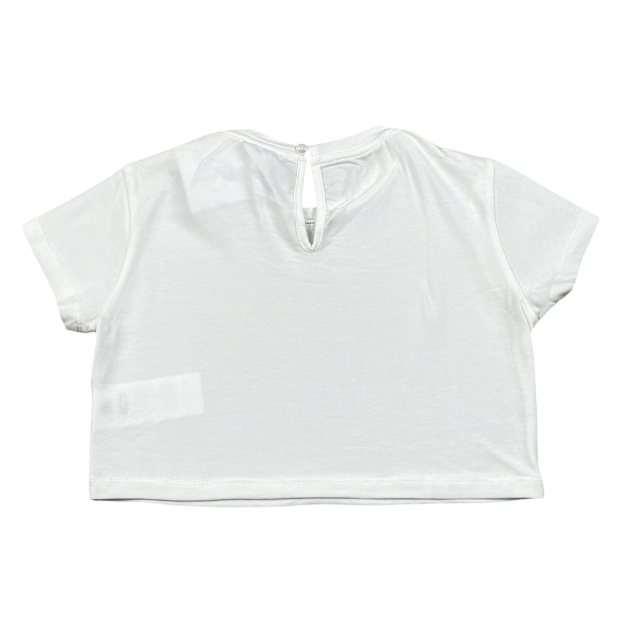 Lu Lu By Miss Grant T-Shirt Crop Tinta Unita con Brillantini per Bambina LL3615 BIANCO LU LU BY MISS GRANT 