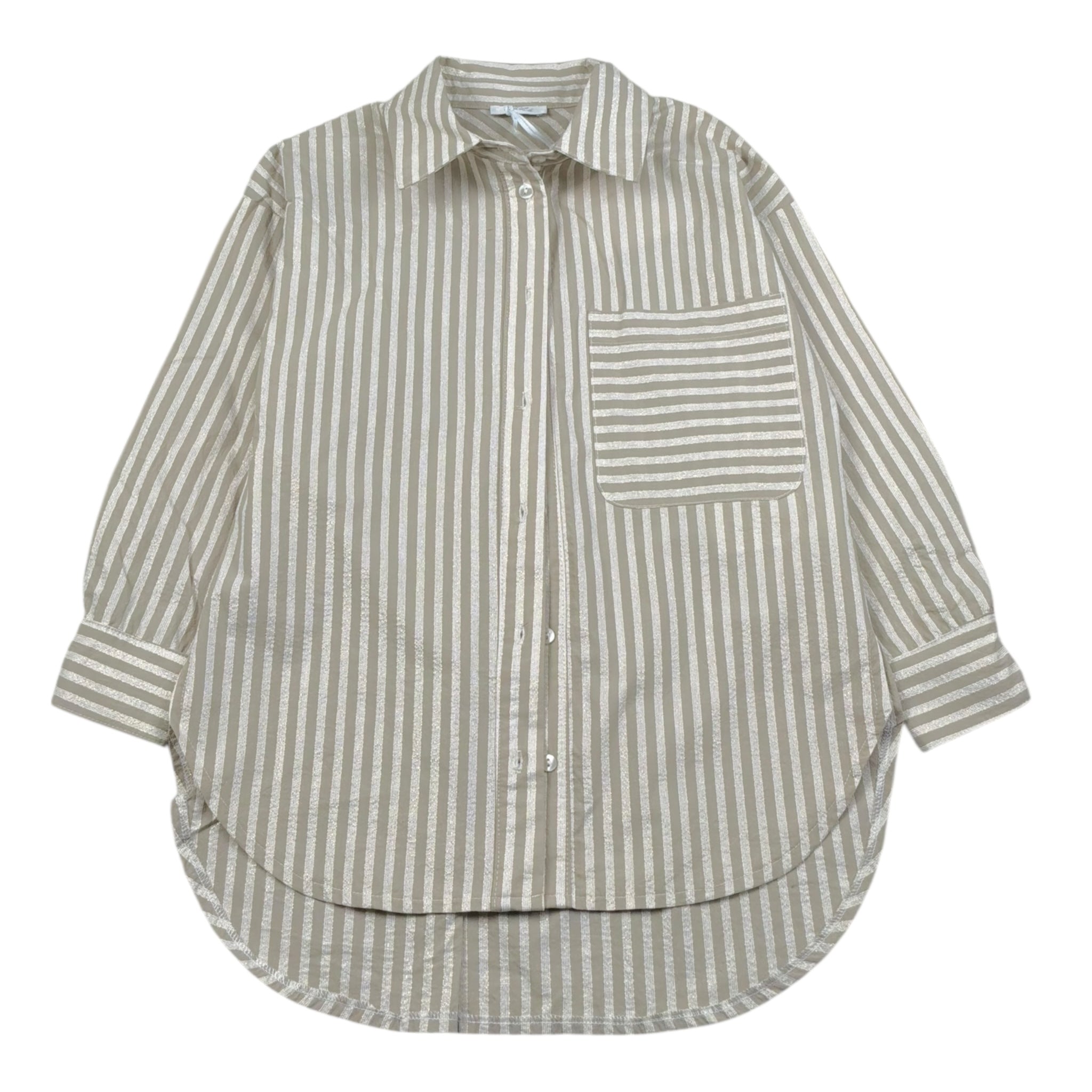 Lu Lu By Miss Grant Camicia Tinta Unita con Fantasia A Righe per Bambina LL3646 BEIGE LU LU BY MISS GRANT 