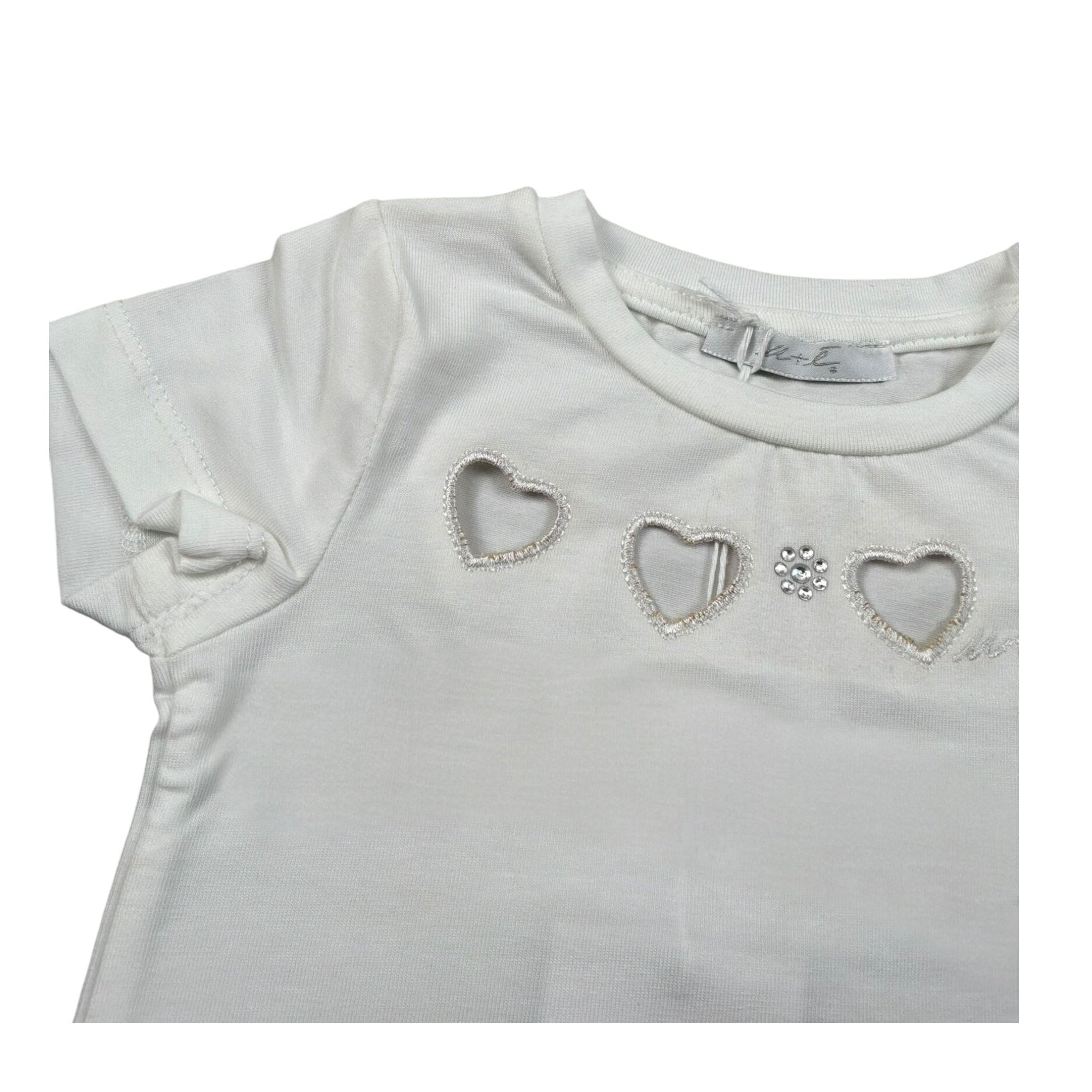 M+E' T-Shirt Girocollo tinta unita con Stampa Bianco per Neonata UE1257 BIANCO M+E' 