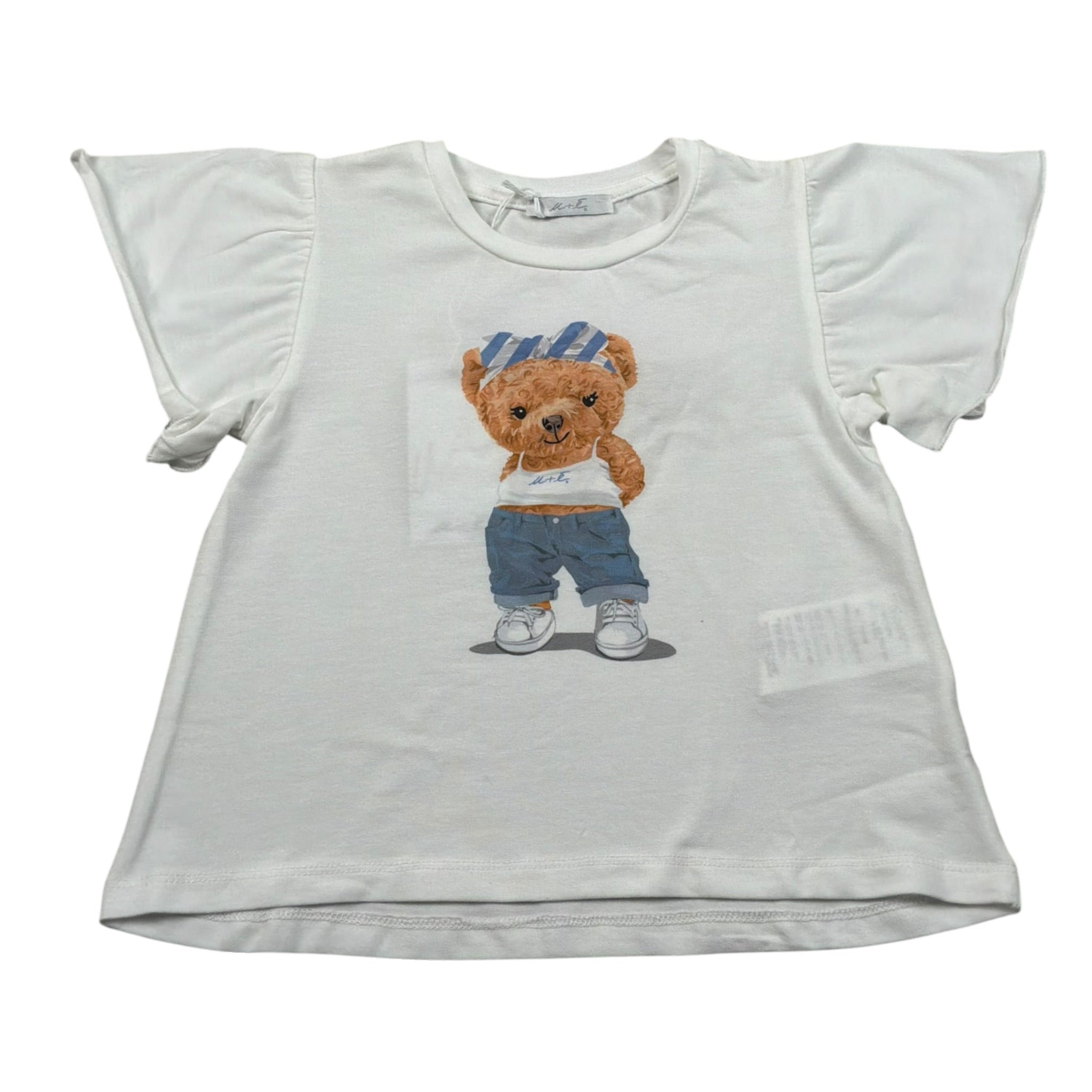 M+E' T-Shirt Girocollo tinta unita con Stampa Bianco per Neonata UE1276 BIANCO M+E' 