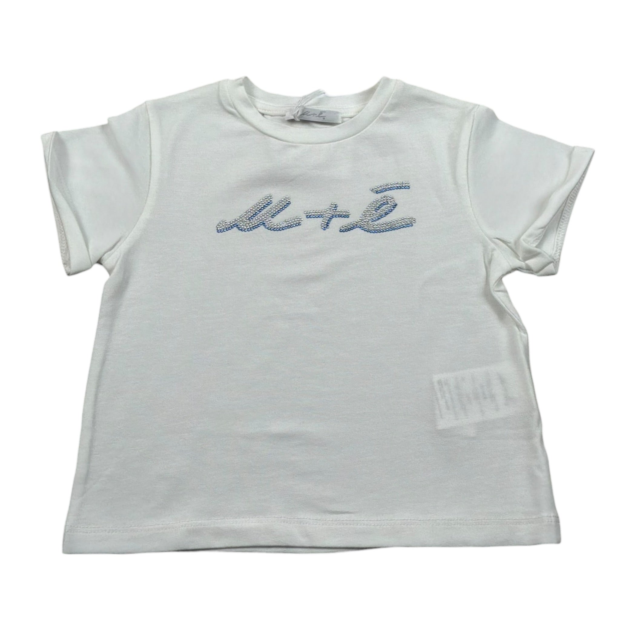 M+E' T-Shirt Girocollo tinta unita con Stampa Bianco per Neonata UE1405 BIANCO M+E' 