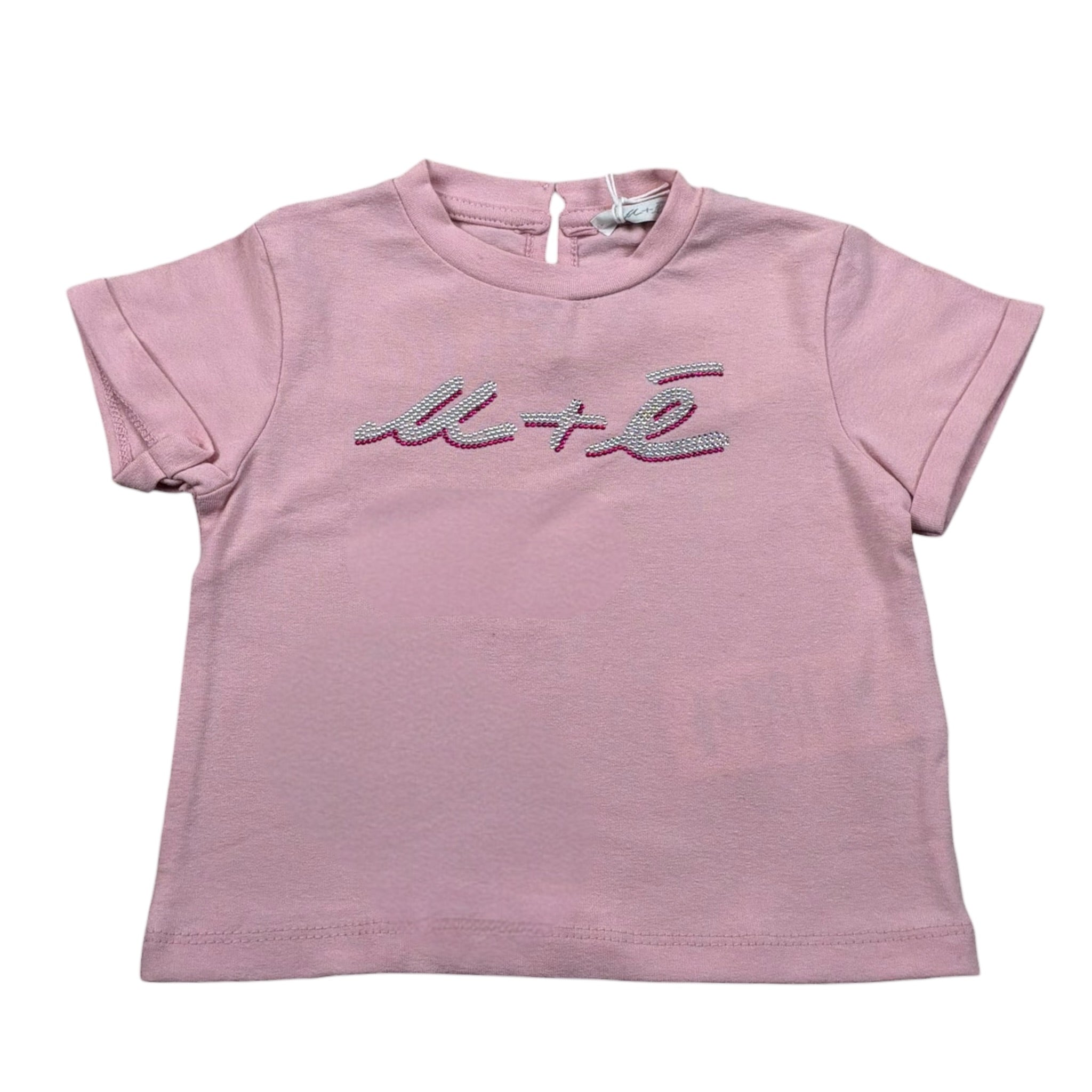 M+E' T-Shirt Girocollo tinta unita con Stampa Rosa per Neonata UE1405 ROSA M+E' 