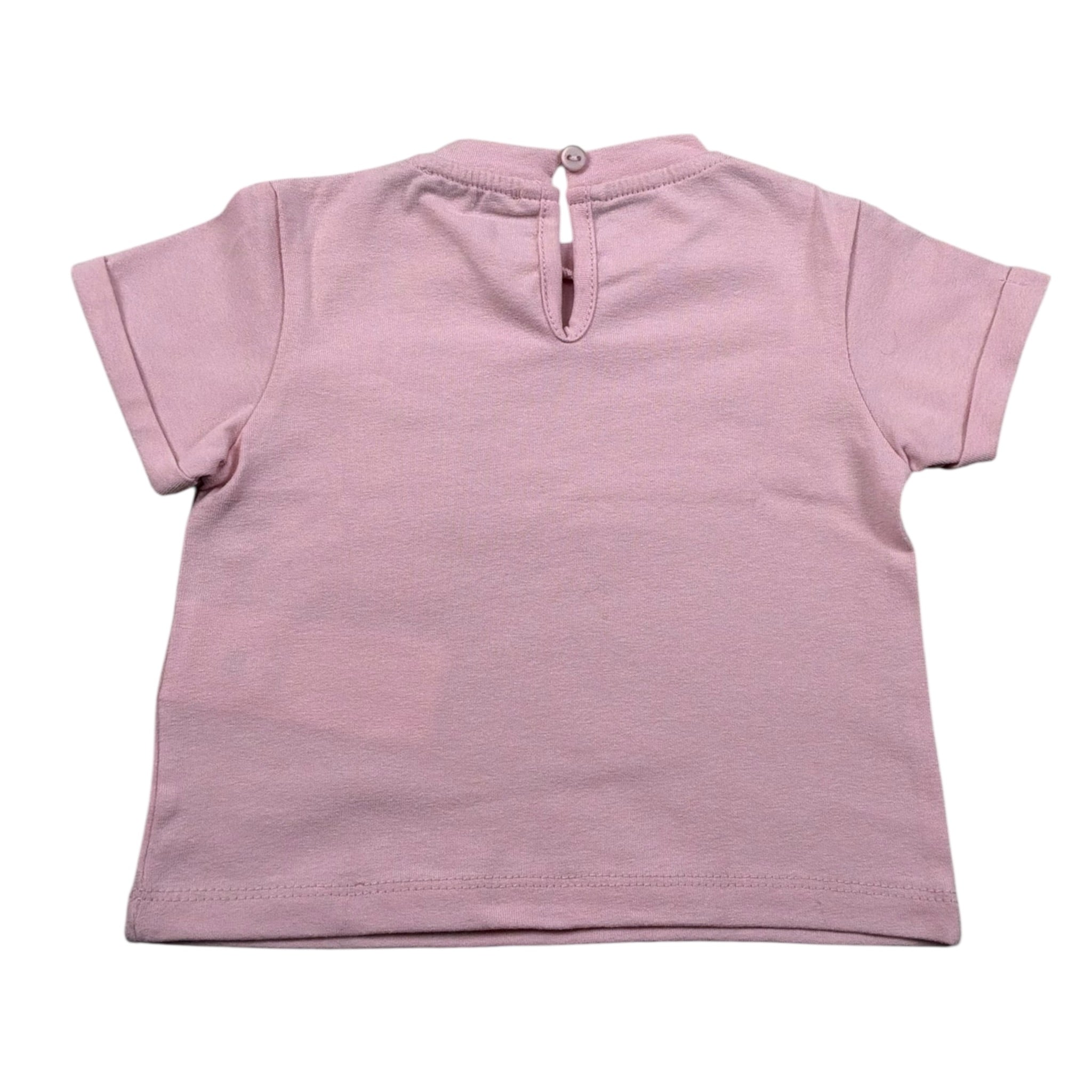 M+E' T-Shirt Girocollo tinta unita con Stampa Rosa per Neonata UE1405 ROSA M+E' 