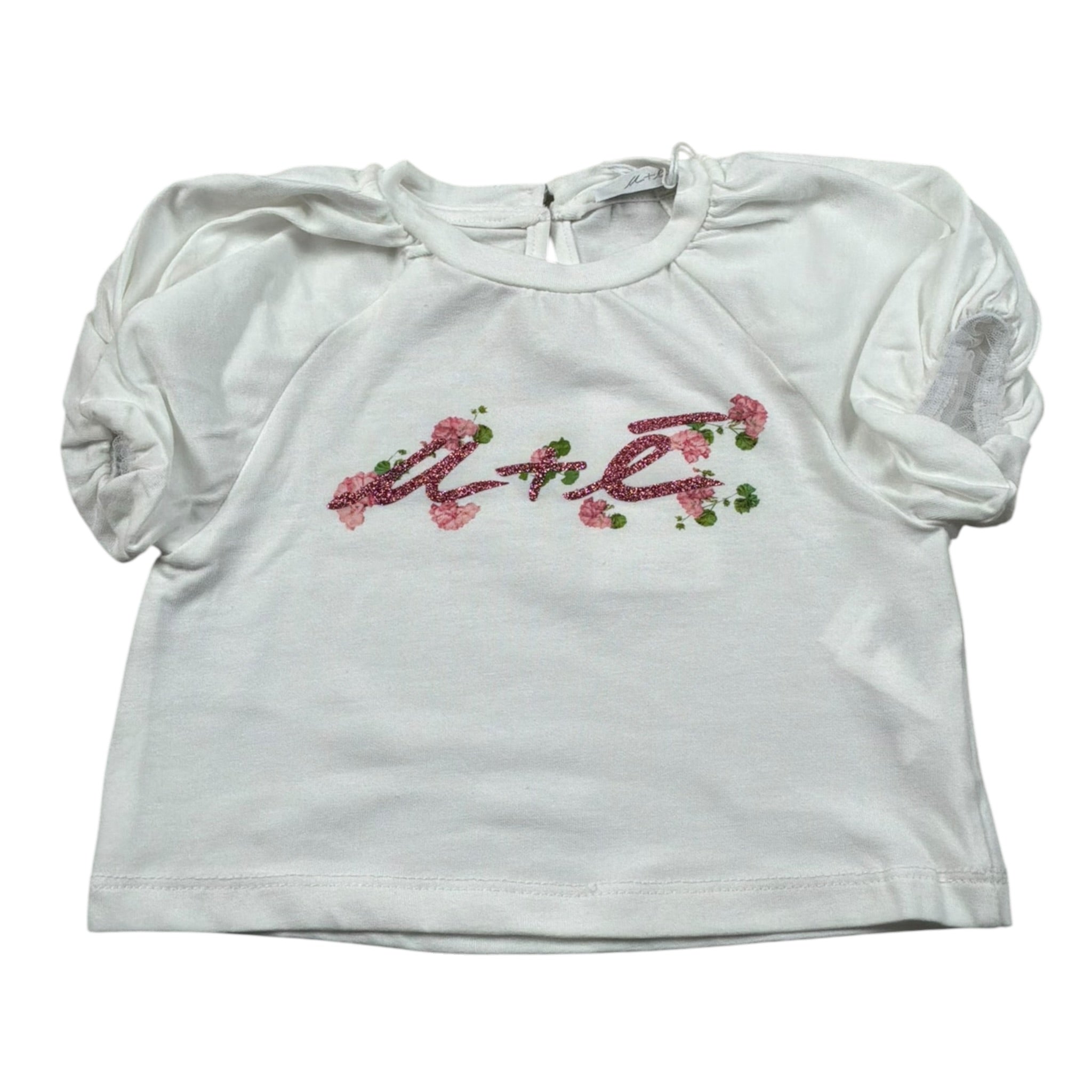 M+E' T-Shirt Girocollo tinta unita con Stampa Bianco per Neonata UE1424 BIANCO M+E' 