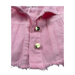 M+E' Giubbino In Denim tinta unita Rosa per Bambina UE1695 ROSA M+E' 