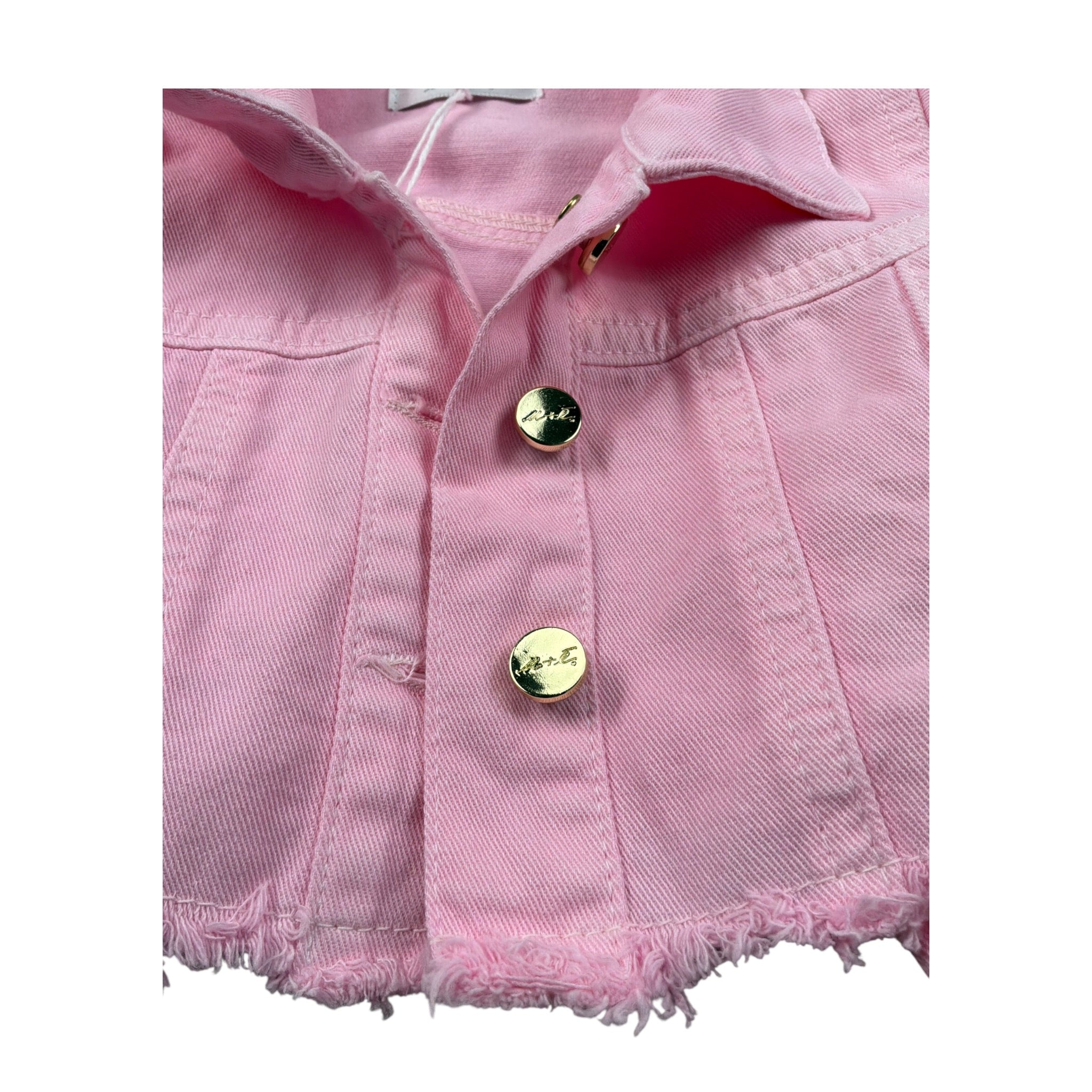 M+E' Giubbino In Denim tinta unita Rosa per Bambina UE1695 ROSA M+E' 