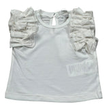 M+E' T-Shirt Girocollo tinta unita con Rouches Bianco per Neonata UE1735 BIANCO M+E' 