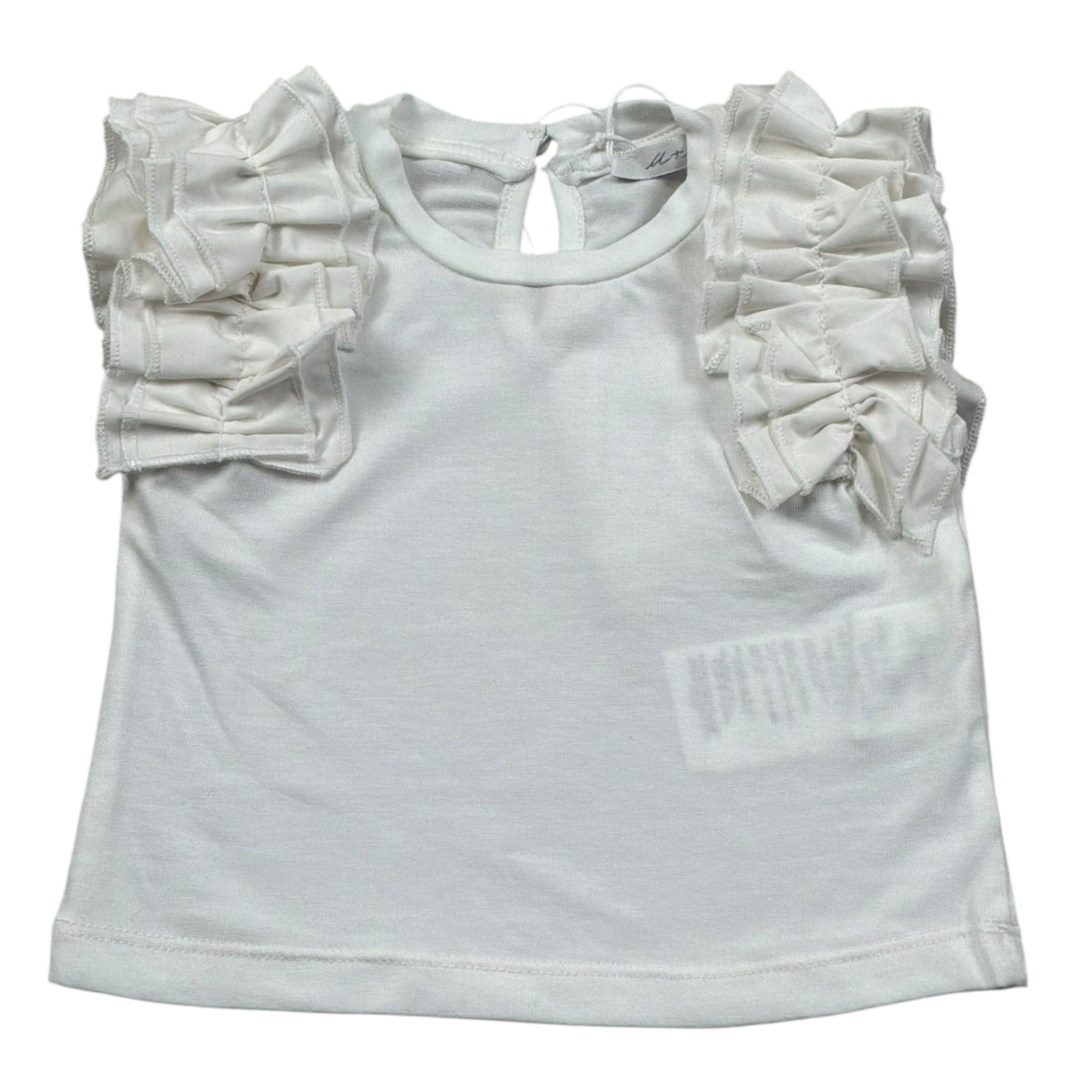 M+E' T-Shirt Girocollo tinta unita con Rouches Bianco per Neonata UE1735 BIANCO M+E' 