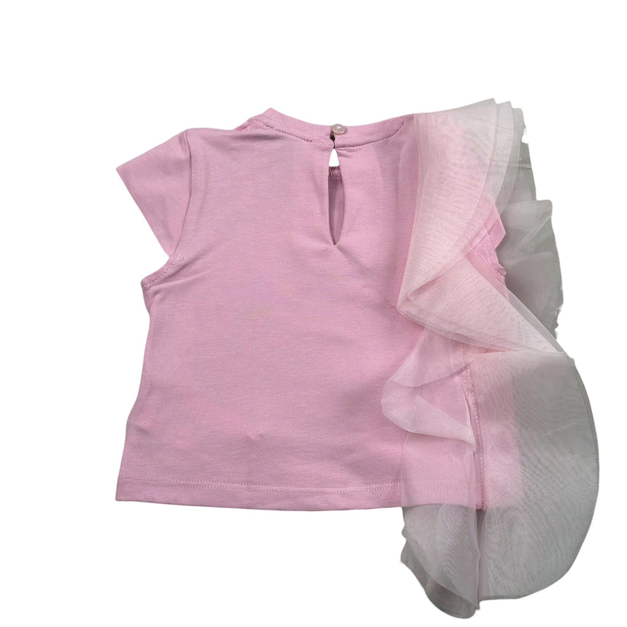 M+E' T-Shirt Girocollo tinta unita con Tulle Rosa per Neonata UE1768XX ROSA M+E' 