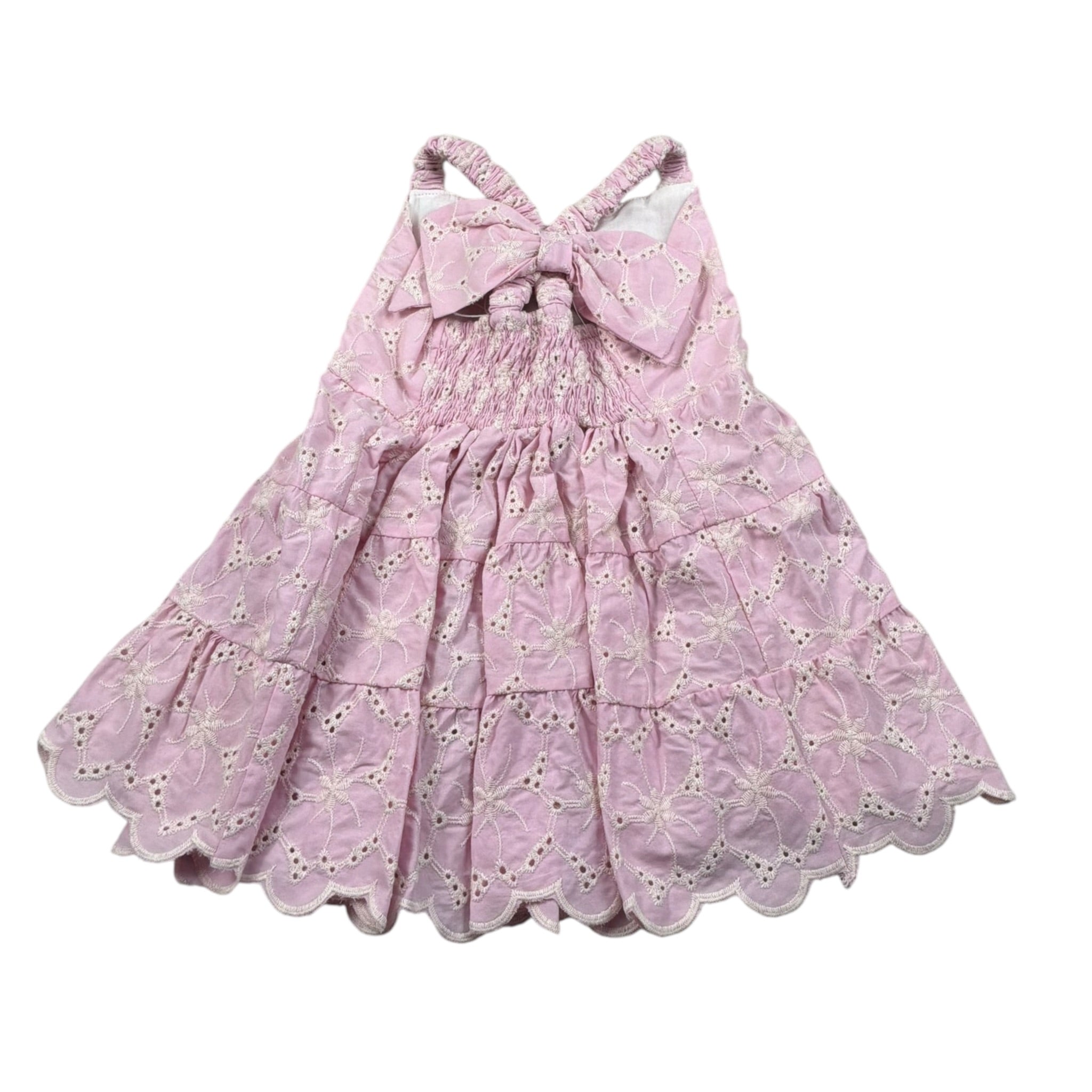 M+E' Abito tinta unita In Pizzo Sangallo Rosa per Bambina UE1784JX ROSA M+E' 