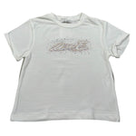 M+E' T-Shirt Girocollo tinta unita con Brillantini Bianco per Bambina UE1817X BIANCO M+E' 