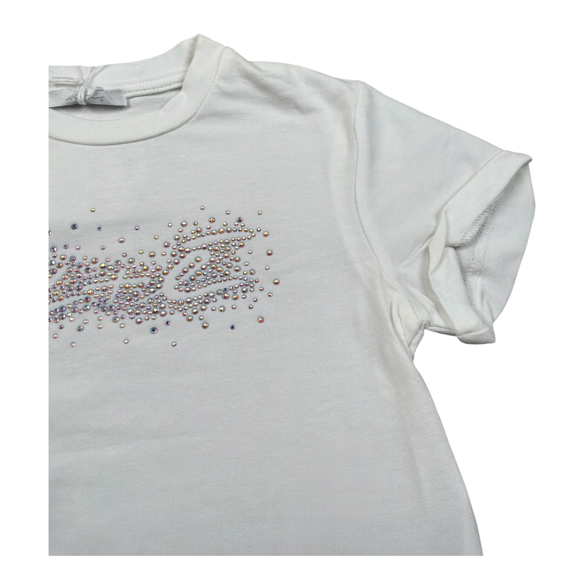M+E' T-Shirt Girocollo tinta unita con Brillantini Bianco per Bambina UE1817X BIANCO M+E' 