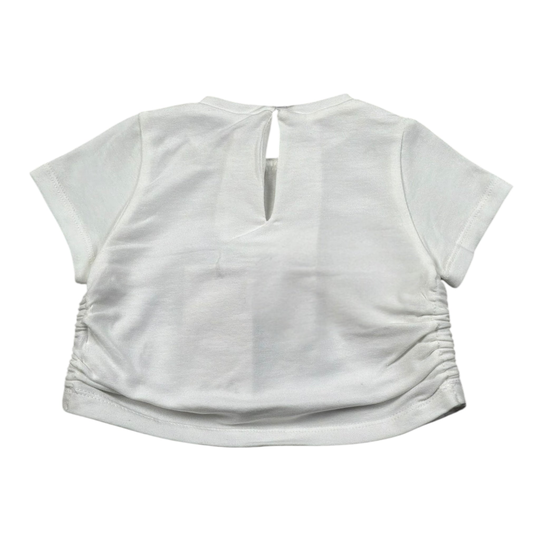 M+E' T-Shirt Girocollo Tinta Unita con Stampa per Bambina UE1858 BIANCO M+E' 