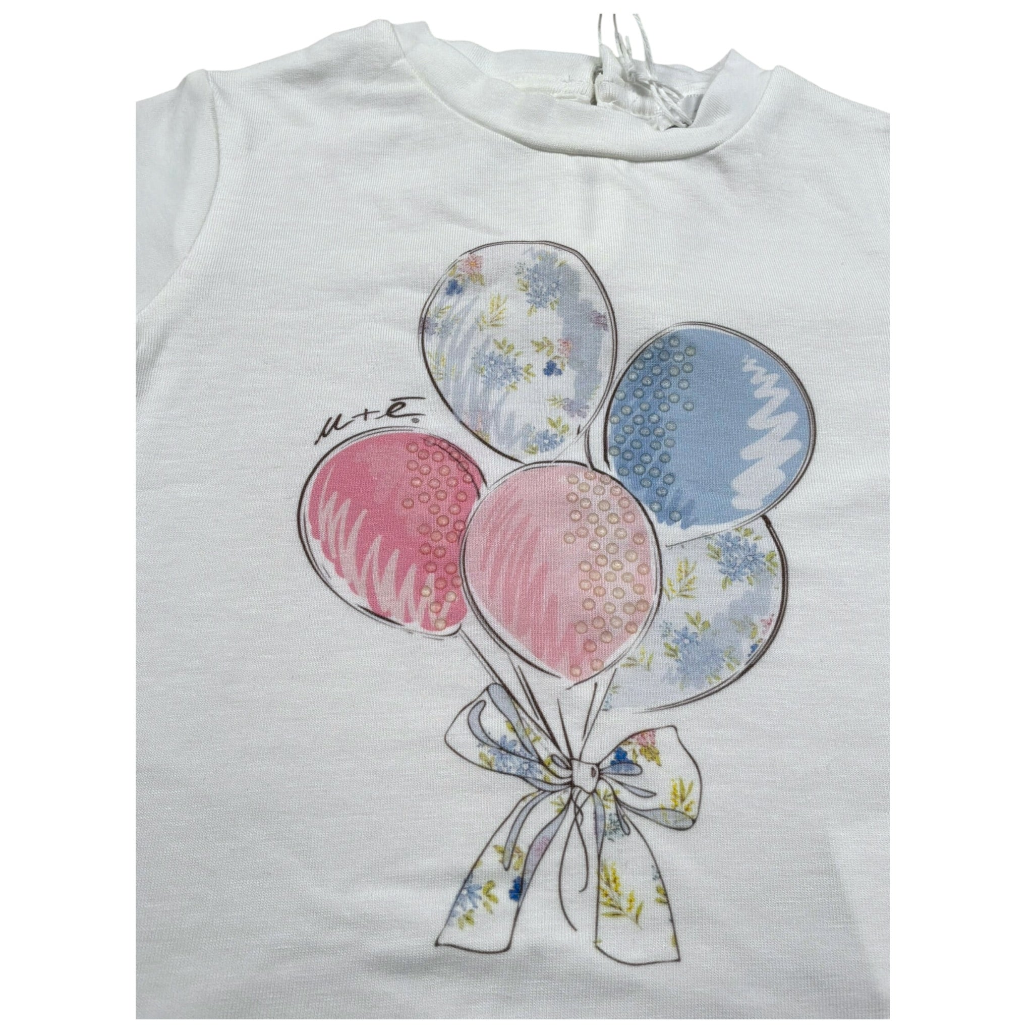 M+E' T-Shirt Girocollo tinta unita con Stampa Bianco per Neonata UE1861X BIANCO M+E' 