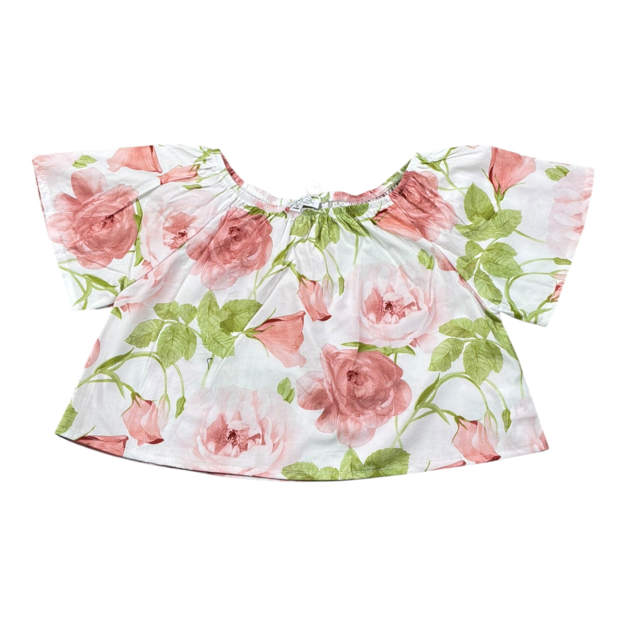 Magil Top Tinta Unita con Fantasia Fiori per Bambina FN21162 BIANCO MAGIL 