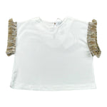 Magil T-Shirt Tinta Unita con Frange per Neonata FN26165 BIANCO MAGIL 