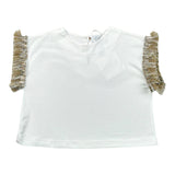 Magil T-Shirt Tinta Unita con Frange per Neonata FN26165 BIANCO MAGIL 