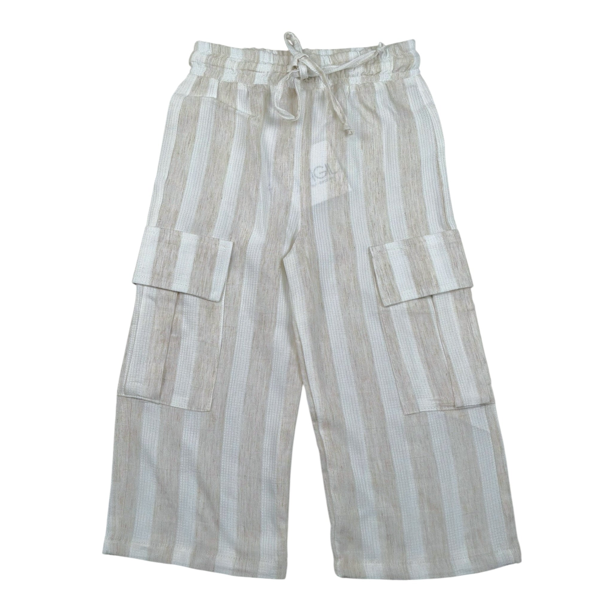 Magil Pantalone Bicolore Fantasia A Righe per Neonata HM25001N BIANCO/BEIGE MAGIL 