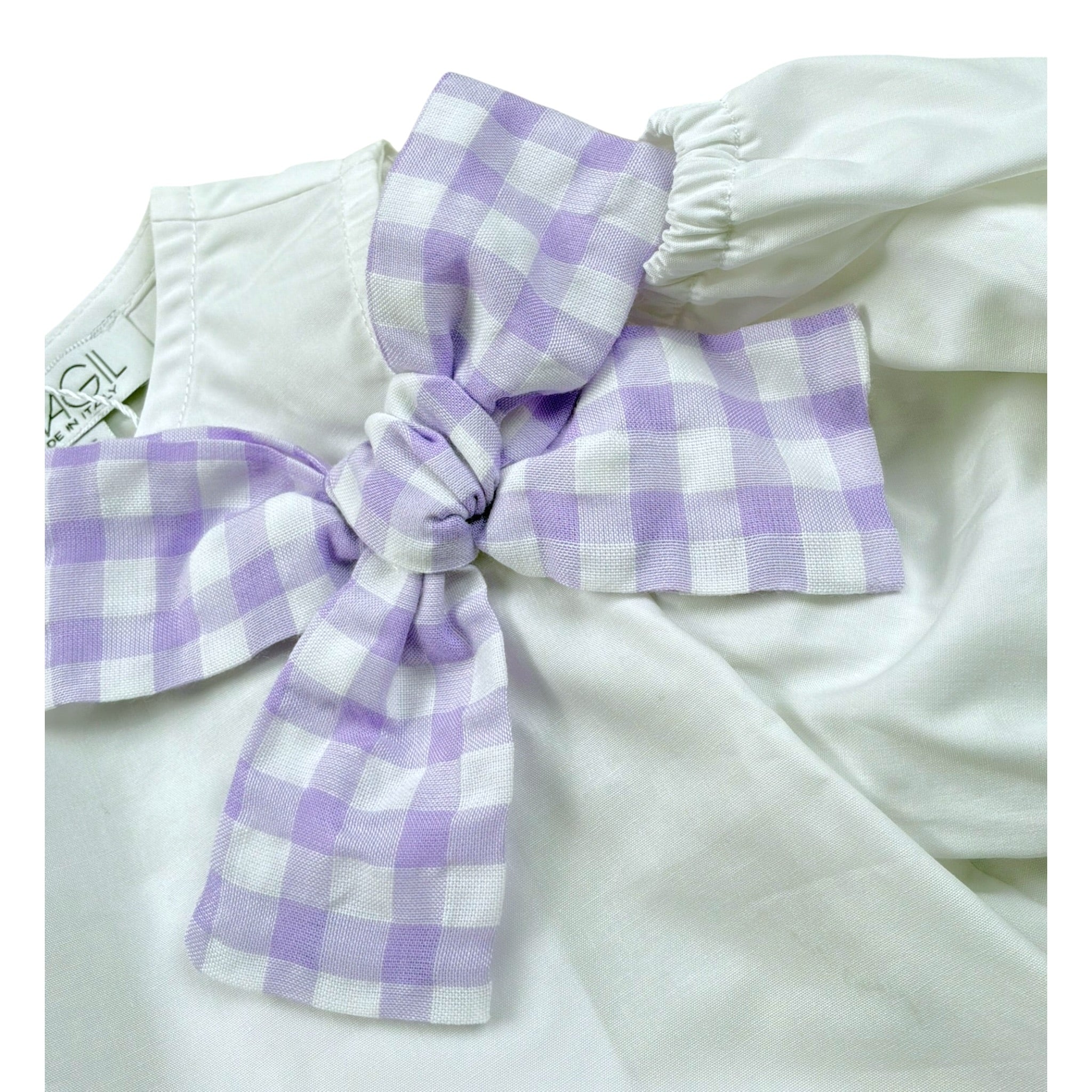 Magil camicia Tinta Unita con Fiocchi per Bambina HN21157 BIANCO MAGIL 