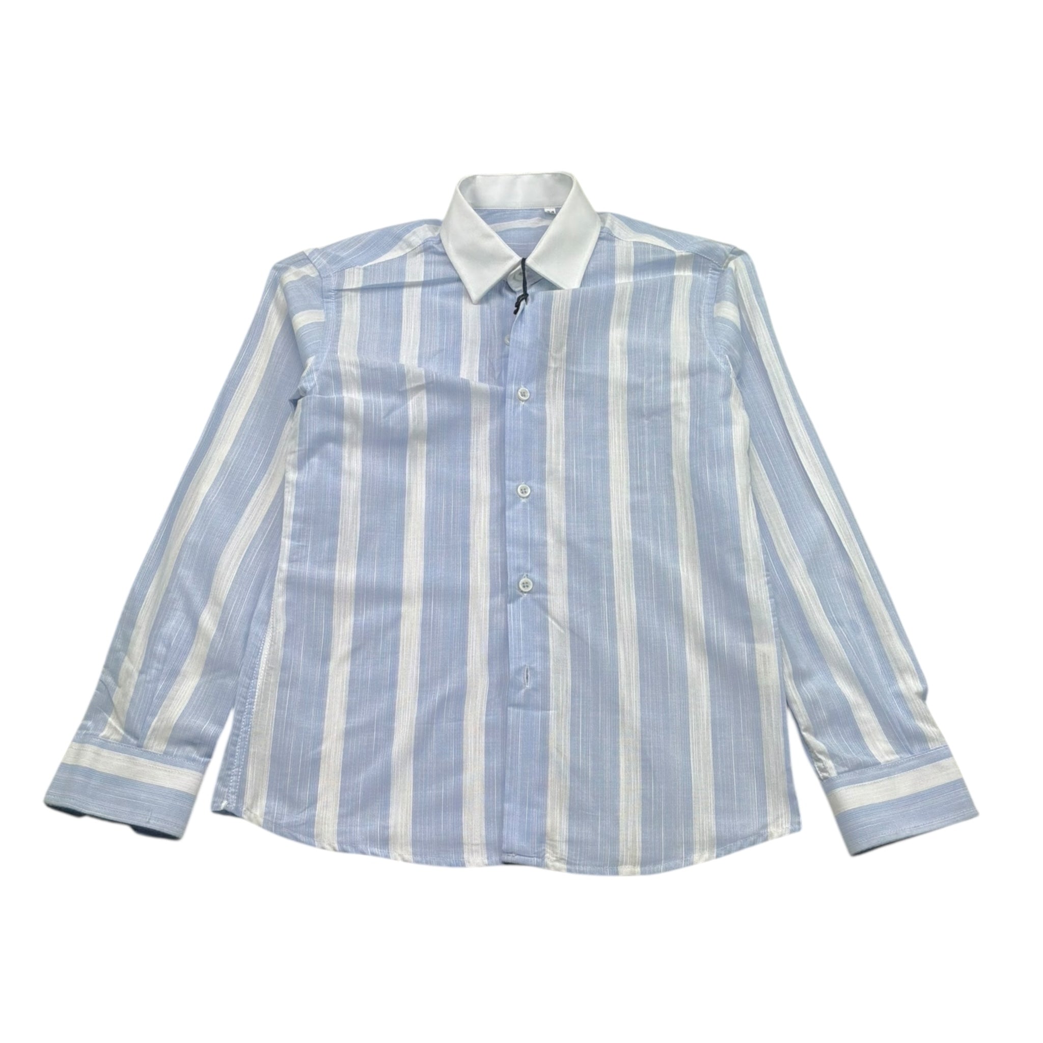 Mai'S Kids Camicia Tinta Unita con Fantasia A Righe per Bambino CAMICIAC BIANCO/AZZURRO MAI'S KIDS 