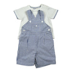 Malvi & Co Completo 2 Pezzi T-Shirt-Salpette Bianco/Azzurro per Neonato S25B221STRM BIANCO/AZZURRO MALVI & CO 