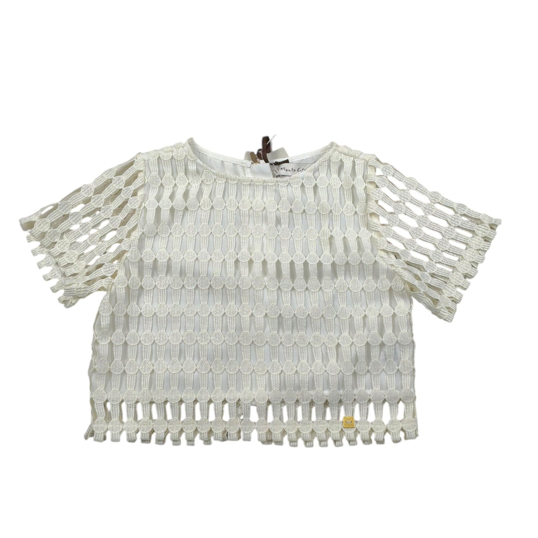 Manila Grace Top Tinta Unita Traforato per Bambina 238TMJS25 PANNA MANILA GRACE 
