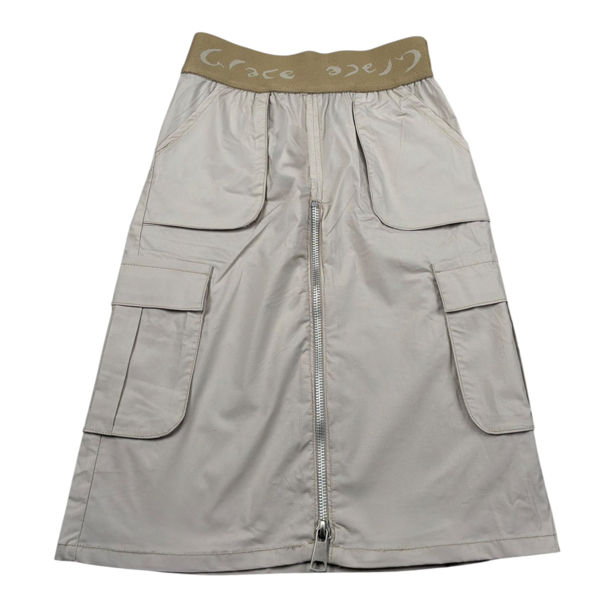 Manila Grace Gonna Tinta Unita con Elastico In Vita Logato per Bambina 307GMBS25 BEIGE MANILA GRACE 