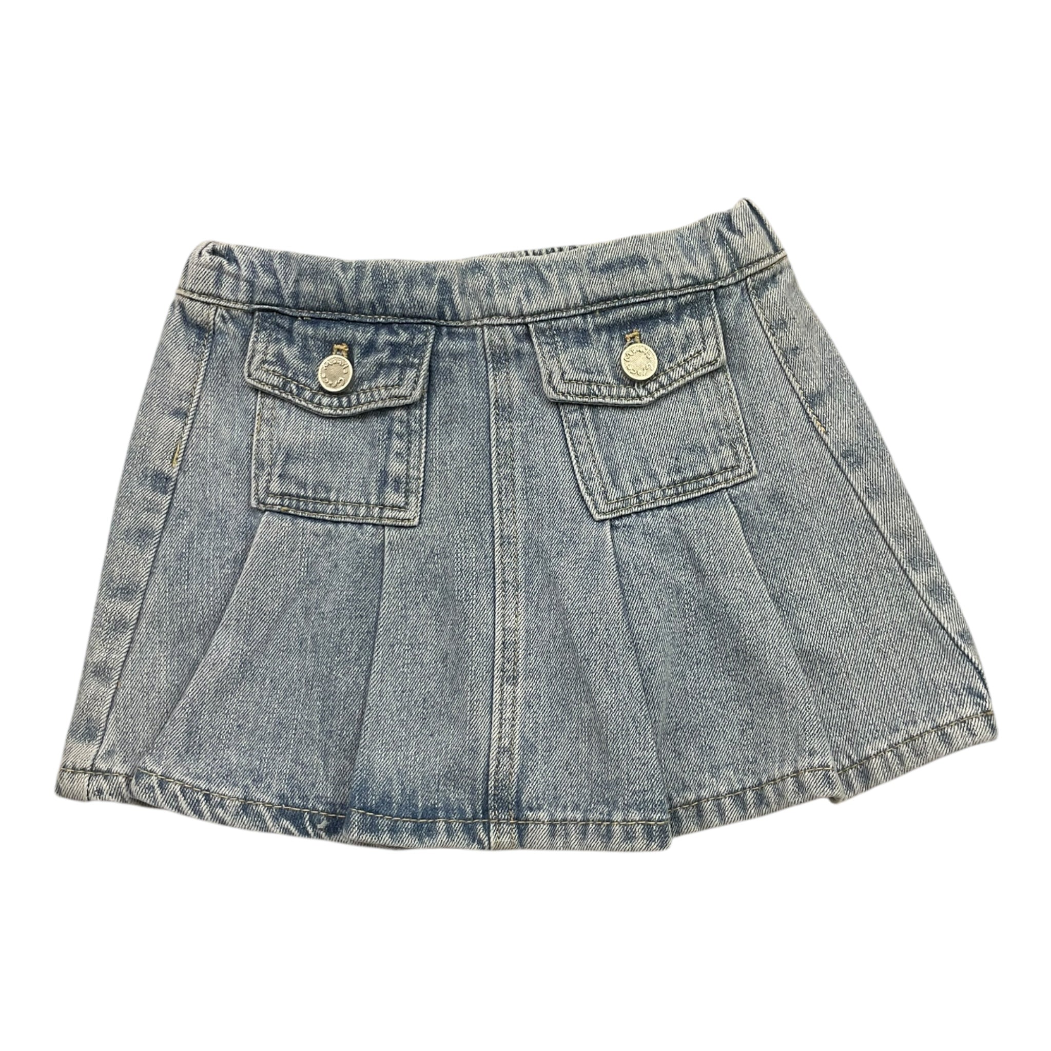 Manila Grace Gonna In Denim Tinta Unita con Elastico In Vita per Bambina 373GMBS25 AZZURRO MANILA GRACE 