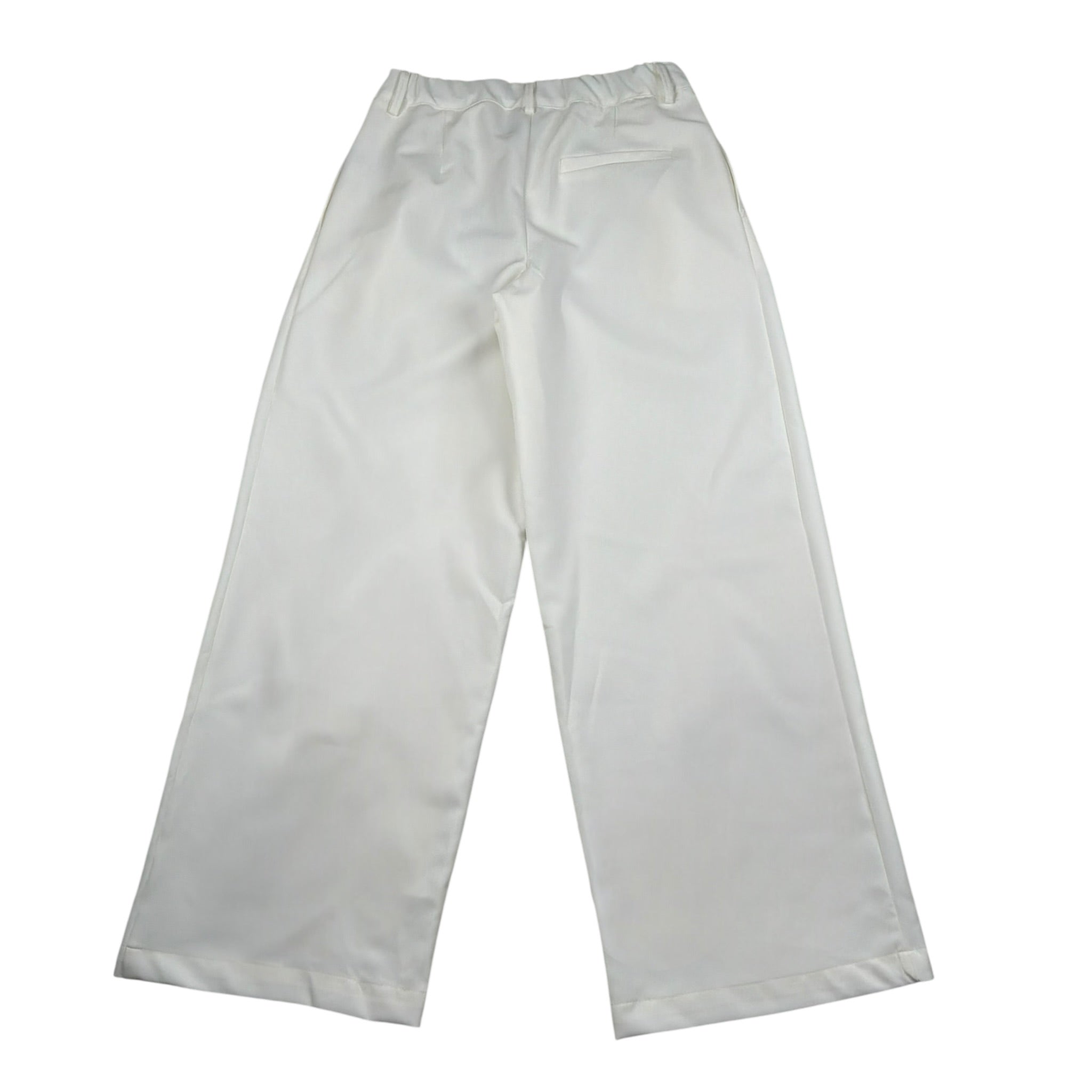 Manila Grace Pantalone Tinta Unita Modello Palazzo per Bambina MG2749 BIANCO MANILA GRACE 