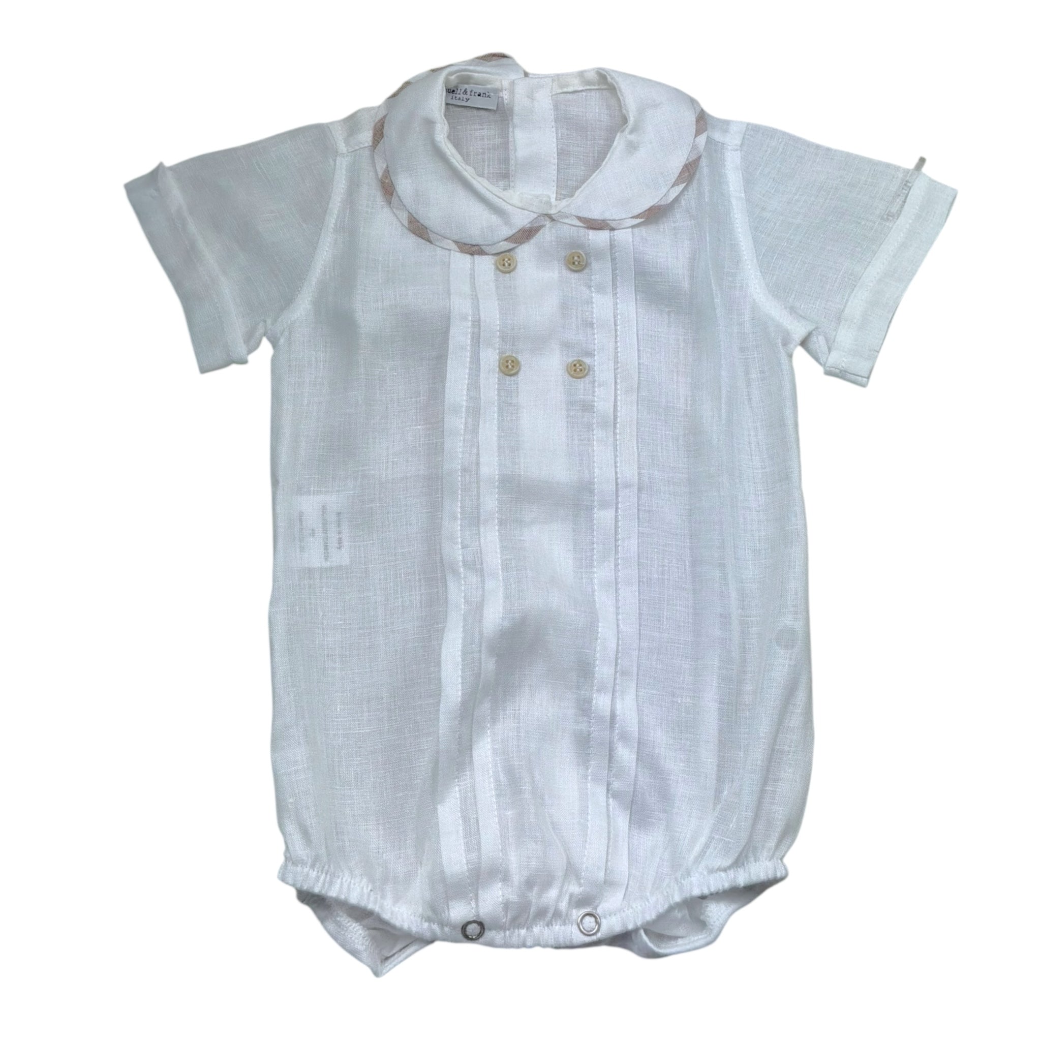 Manuel & Frank Camicia Mezza Manica Tinta Unita Modello Body per Neonato MF3407I BIANCO MANUEL & FRANK 