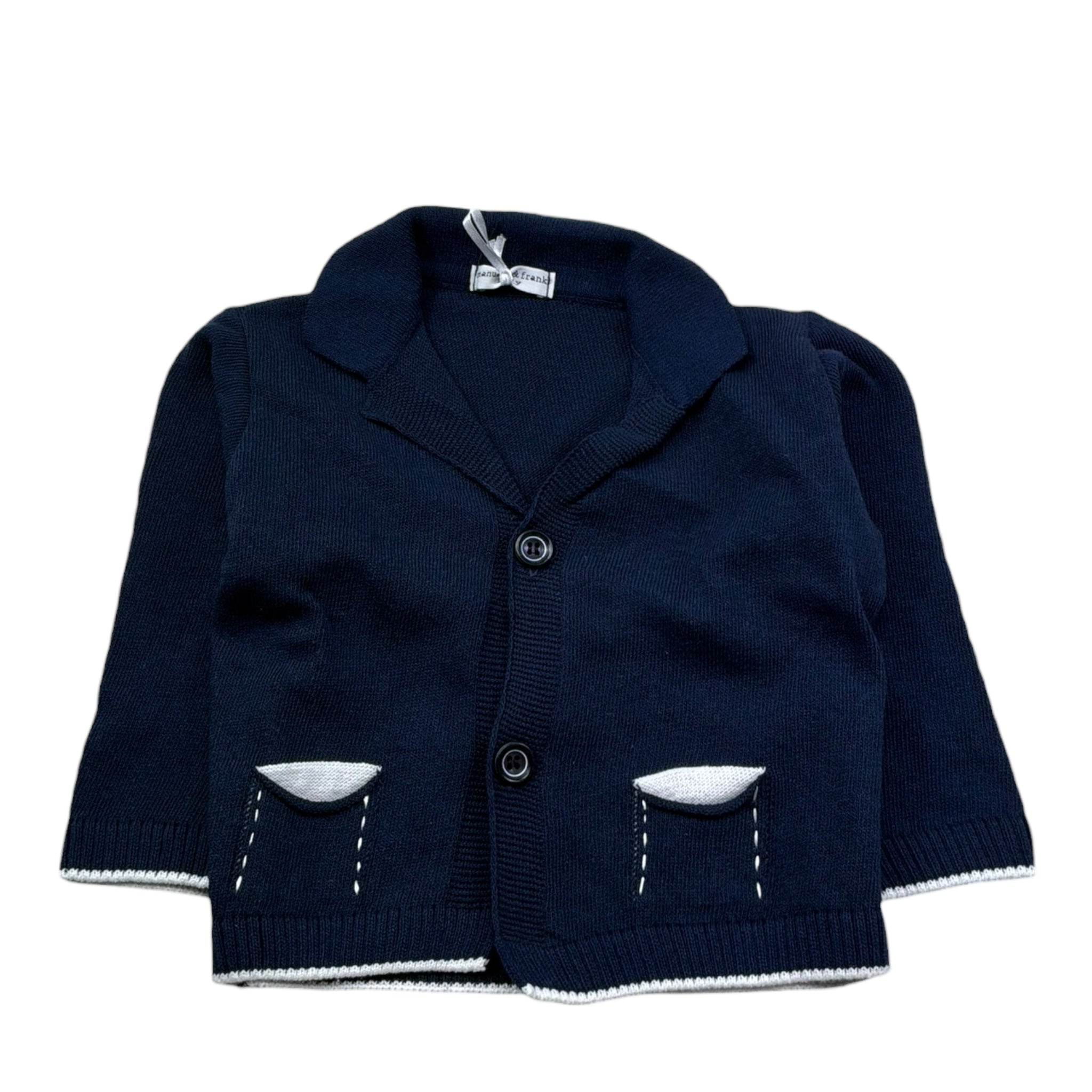 Manuel & Frank Cardigan Tinta Unita con Profili In Contrasto per Neonato MF4236I BLU MANUEL & FRANK 