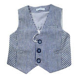 Manuel & Frank Gilet Tinta Unita con Fantasia A Righe per Neonato MF5165I BIANCO/AZZURRO MANUEL & FRANK 