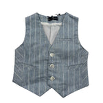 Manuel & Frank Gilet Tinta Unita con Bottoni E Fantasia A Righe per Bambino MF5193N AZZURRO MANUEL & FRANK 