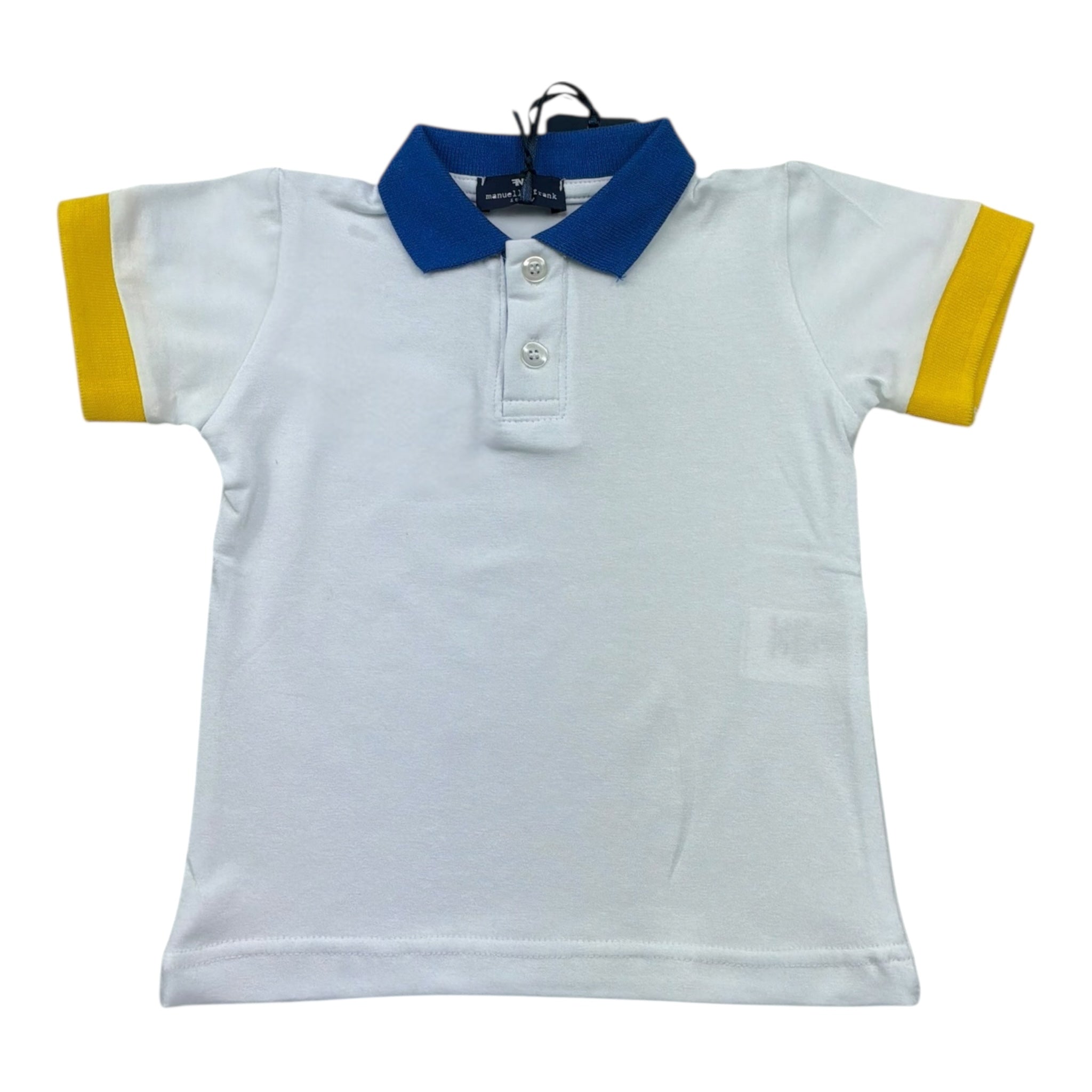 Manuel & Frank Polo Mezza Manica Tinta Unita con Colletto In Contrasto per Bambino MF7338B BIANCO MANUEL & FRANK 