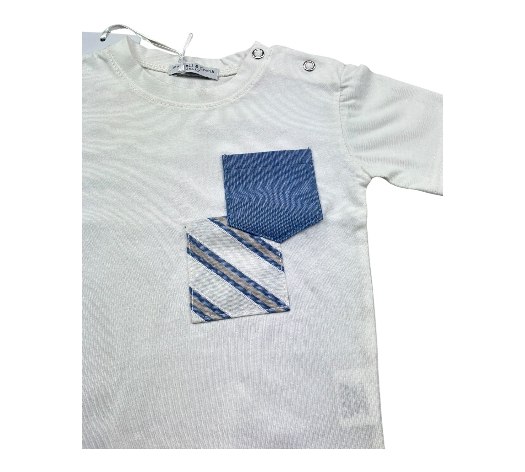 Manuel & Frank Body Mezza Manica Tinta Unita con Taschino per Neonato MF7346I BIANCO MANUEL & FRANK 