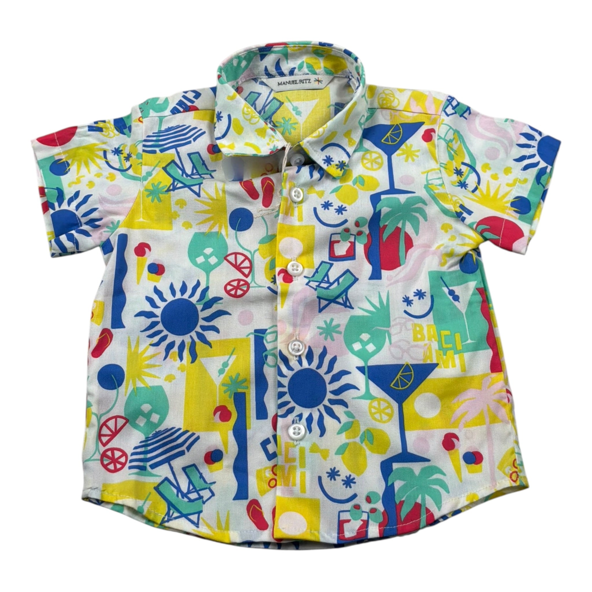 Manuel Ritz Camicia Mezza Manica Stampa Fantasia Bianco per Neonato MR2587 BIANCO MANUEL RITZ 