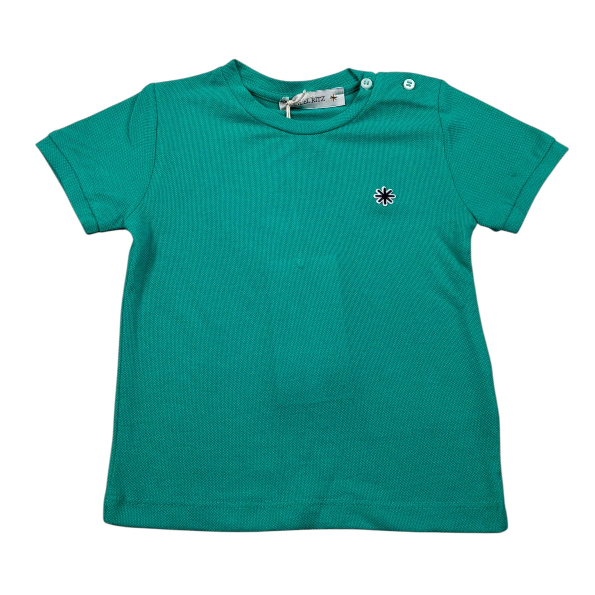 Manuel Ritz T-Shirt Girocollo tinta unita con Logo Verde per Neonato MR2675 VERDE MANUEL RITZ 