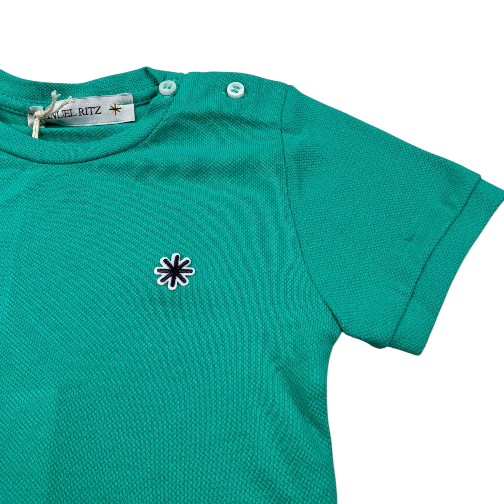 Manuel Ritz T-Shirt Girocollo tinta unita con Logo Verde per Neonato MR2675 VERDE MANUEL RITZ 