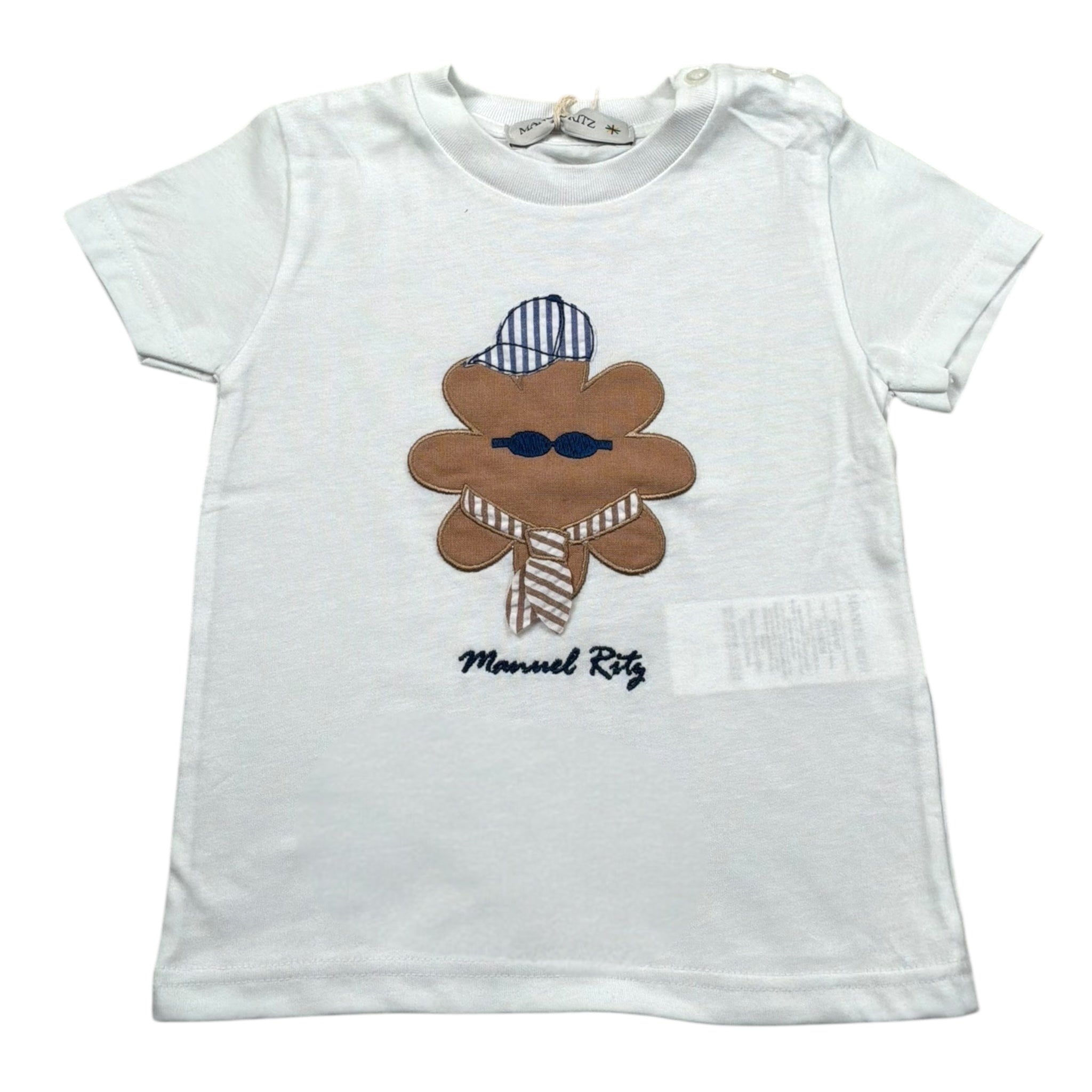 Manuel Ritz T-Shirt Girocollo Tinta Unita con Stampa per Neonato MR3107XX BIANCO MANUEL RITZ 