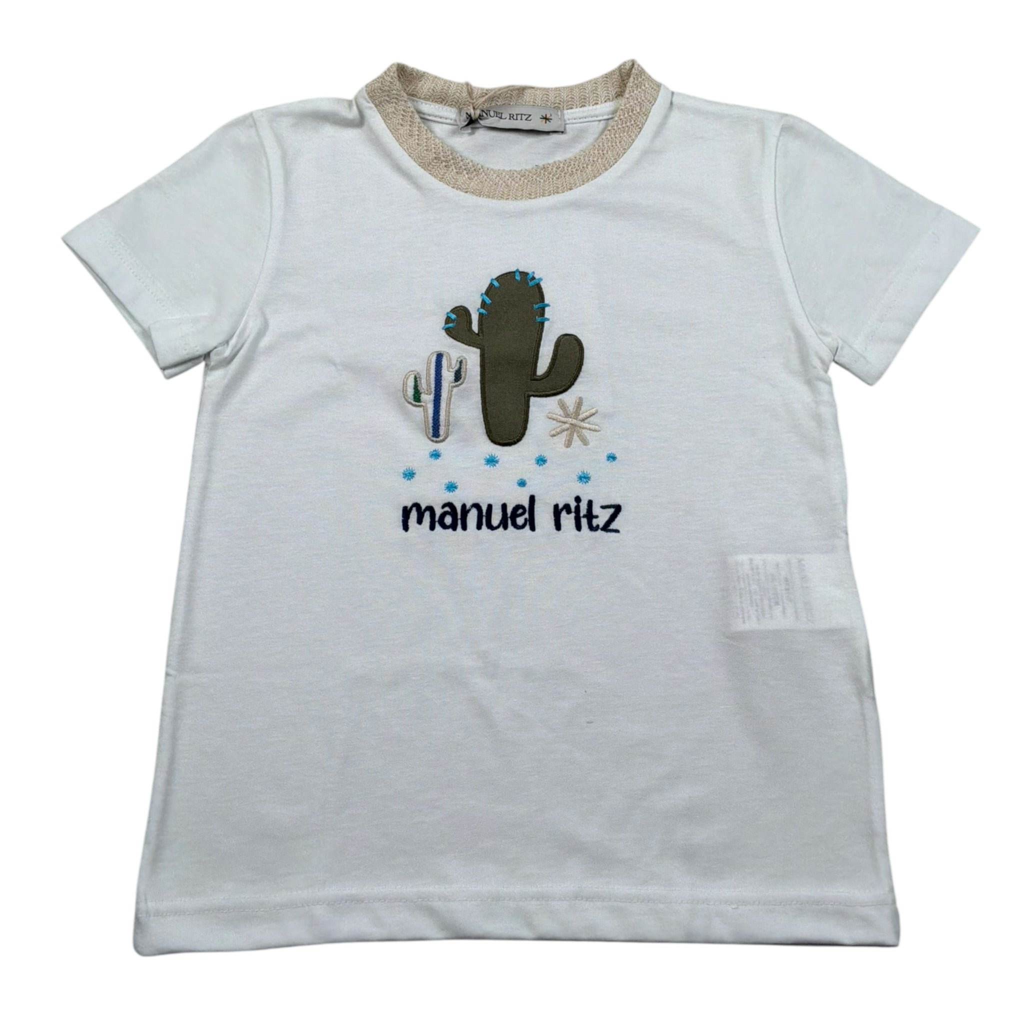 Manuel Ritz T-Shirt Girocollo tinta unita con Ricamo Panna per Neonato MR3117NXX PANNA MANUEL RITZ 