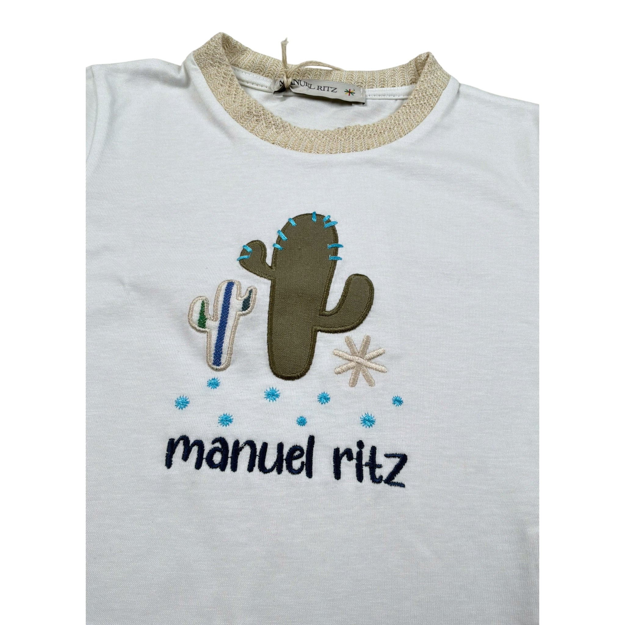 Manuel Ritz T-Shirt Girocollo tinta unita con Ricamo Panna per Neonato MR3117NXX PANNA MANUEL RITZ 