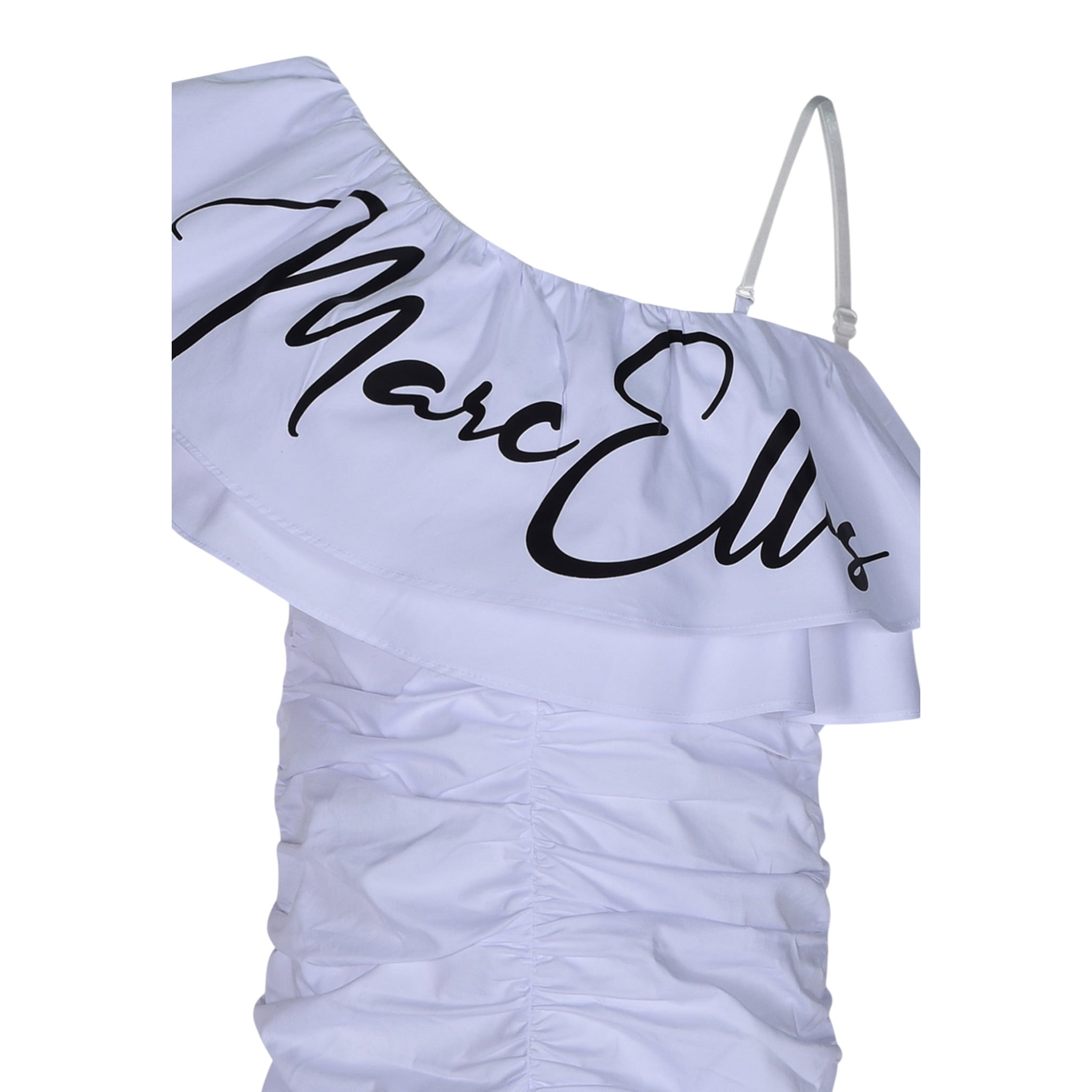 Marc Ellis Abito Monospalla Tinta Unita con Logo per Bambina JMJDR01239XX BIANCO MARC ELLIS 