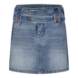 Marc Ellis Gonna In Denim Tinta Unita per Bambina JMJSK01259 BLU MARC ELLIS 