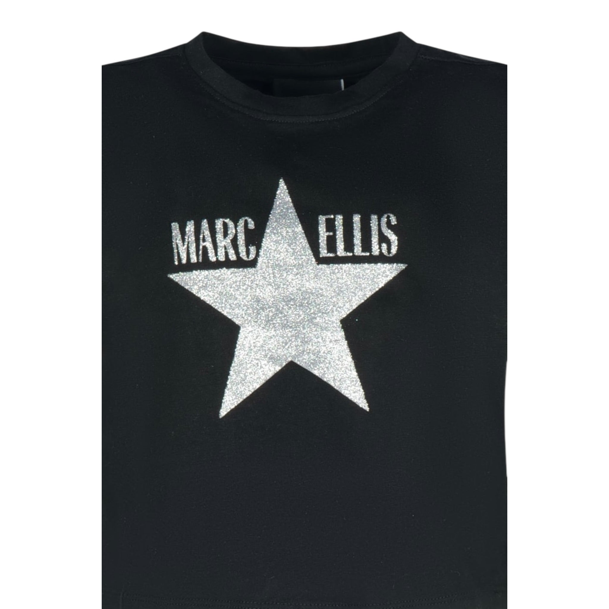 Marc Ellis T-Shirt Girocollo Tinta Unita con Brillantini per Bambina JMJTS16519 NERO MARC ELLIS 