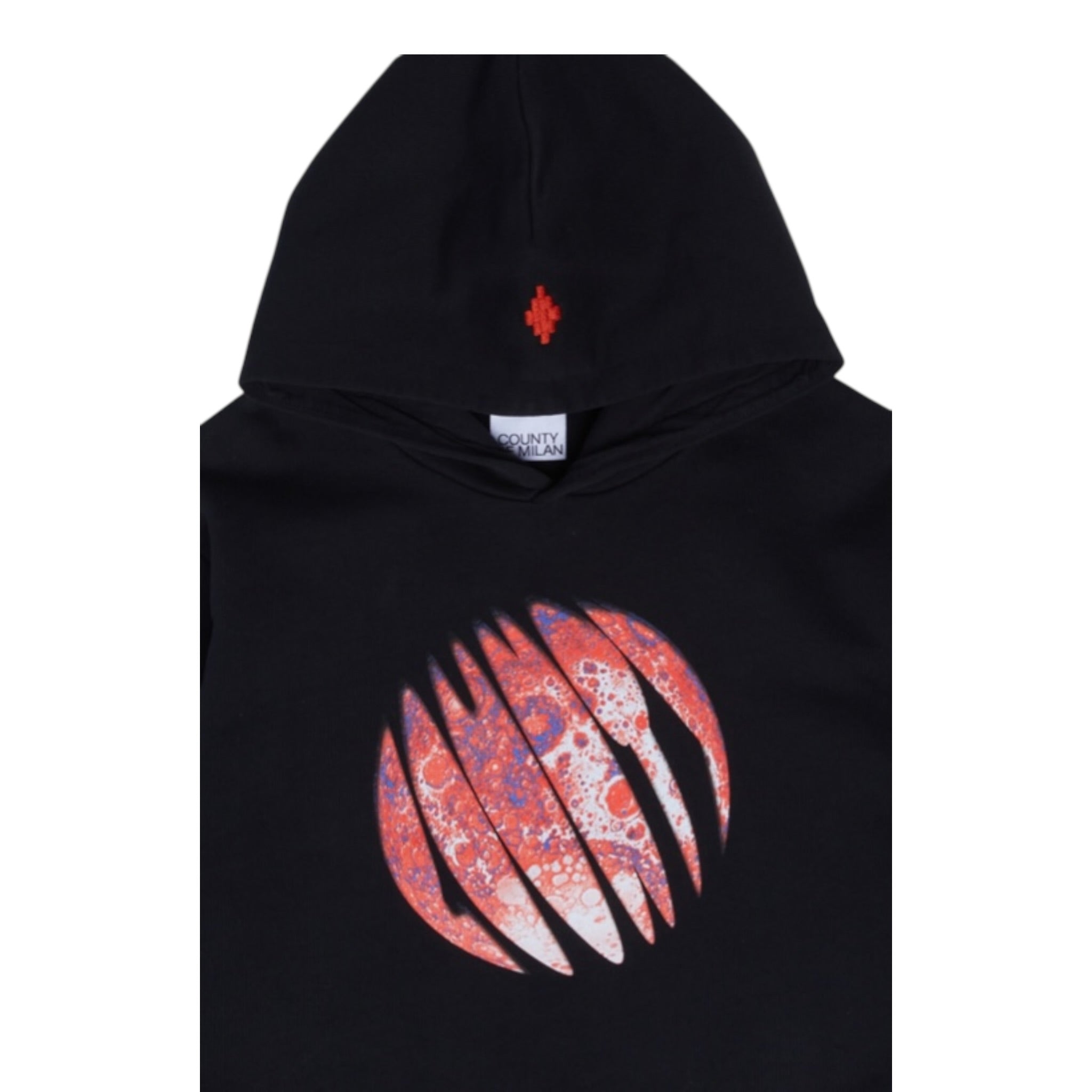 Marcelo Burlon Felpa tinta unita con Cappuccio E Stampa Nero per Bambino CBBB001F23FLE NERO MARCELO BURLON 