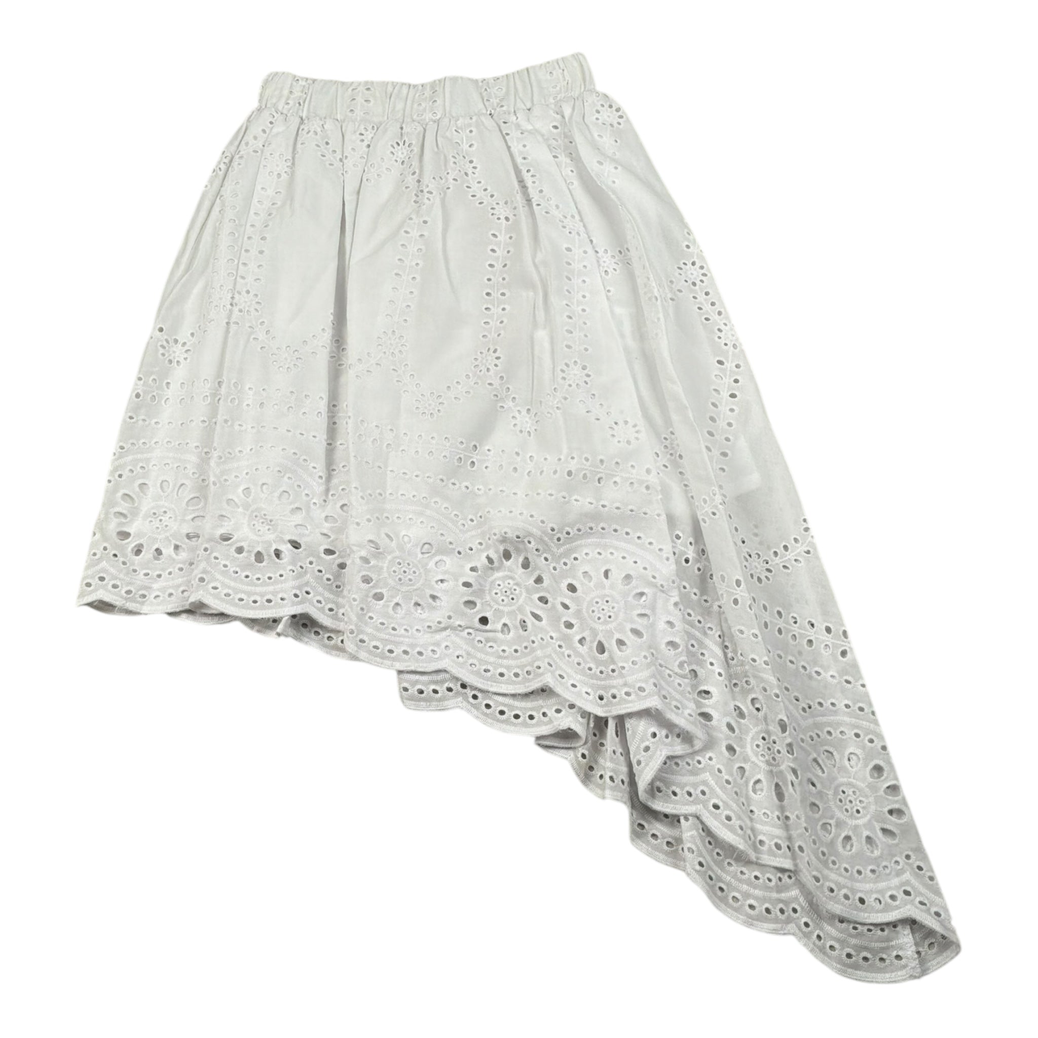 Mariuccia Gonna Asimmetrica Tinta Unita In Pizzo Sangallo per Bambina MMBG378 BIANCO MARIUCCIA 