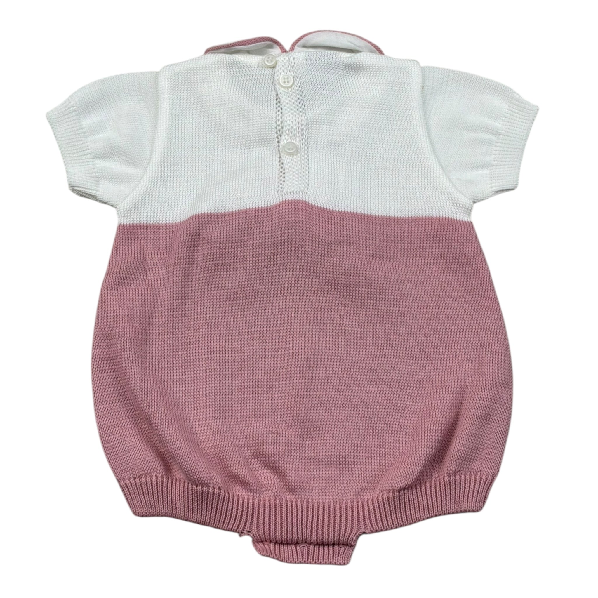 Marlu' Pagliaccetto Bicolore Mezza Manica per Neonata EB2323 BIANCO/ROSA MARLU' 