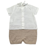 Marlu' Pagliaccetto Mezza Manica Bicolore per Neonato EB5223 BIANCO/BEIGE MARLU' 